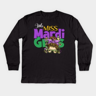 Little Miss Mardi Gras Kids Long Sleeve T-Shirt